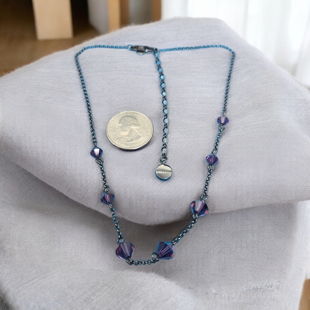 Givenchy Swarovsky Purple Crystal Station Necklace